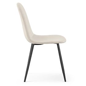 Velvet Upholstered Quilted Chair Beige LUMO Black Legs