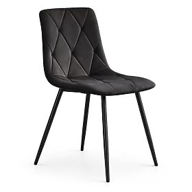 Velvet Upholstered Quilted Chairs Black MILO Black Legs