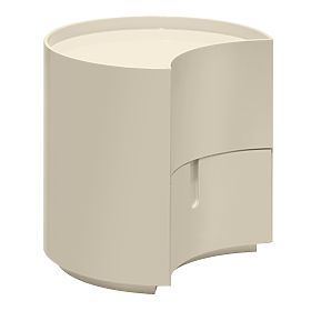 Vena Nightstand with Drawers, Cream White, Rounded, Glossy