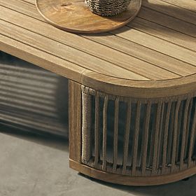 Vetralla Garden Corner Set with Table, Wicker, FSC Acacia Wood, Teak Look, Light Beige