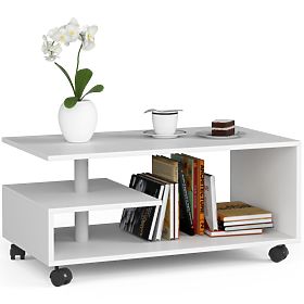 VINI WHITE COFFEE TABLE ON WHEELS