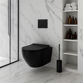 Wall-Hung Toilet Bowl Rea Carlo Mini Tornado NF BLACK MATT, Rea