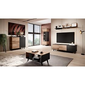 Wall Shelf RANDOM P-1 - Wotan Oak/Black, Halmar