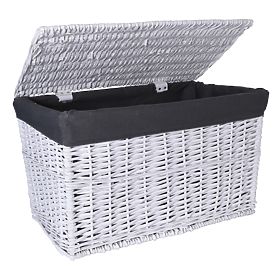 Wicker Chest 76x46x46 cm - 160L - White-Grey