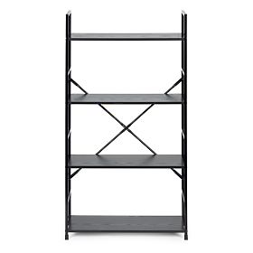 Wide Wooden Shelf Unit 4 Shelves Modern LOFT Black, MODERNHOME