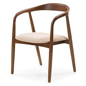 Wooden Chair Ludvika, Rounded, Walnut/Beige