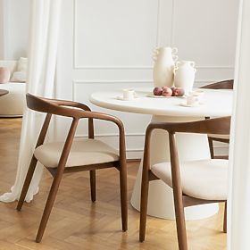 Wooden Chair Ludvika, Rounded, Walnut/Beige