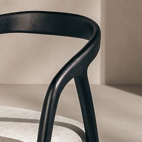 Wooden Chair Sande Rounded, Black/Light Beige, Teak Wood, lectus