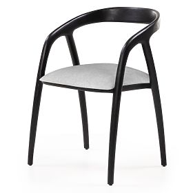 Wooden Chair Sande Rounded, Black/Light Beige, Teak Wood, lectus