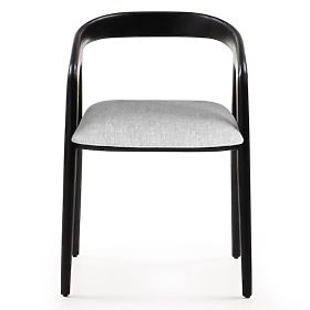 Wooden Chair Sande Rounded, Black/Light Beige, Teak Wood, lectus