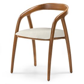 Wooden Chair Sande Rounded, Natural/Cream, Teak Wood, lectus
