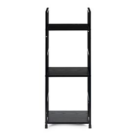 Wooden Modern Shelf Metal Frame LOFT 3 Shelves Black, MODERNHOME