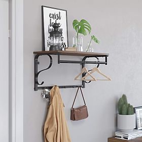 Wooden Shelf with Clothing Hooks LOFT, LEOBERT