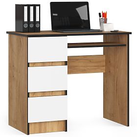 WRITING DESK A-6 CLP OAK CRAFT / WHITE LEFT-SIDED