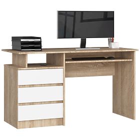 WRITING DESK CLP 135cm PK SONOMA / WHITE