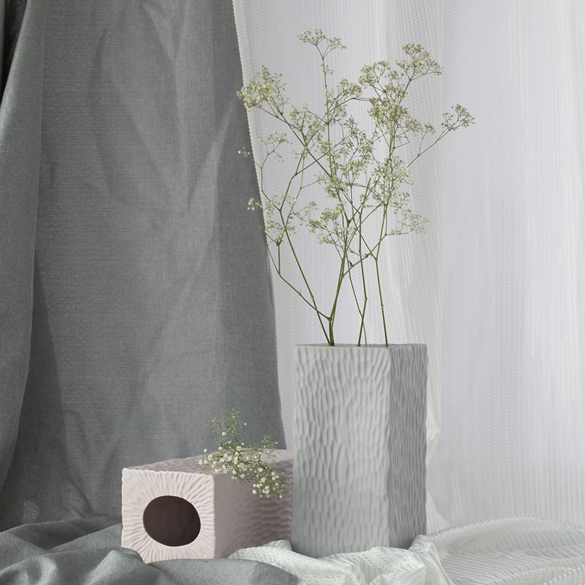 Vase DEVON color gray minimalist style for interior ameliahome